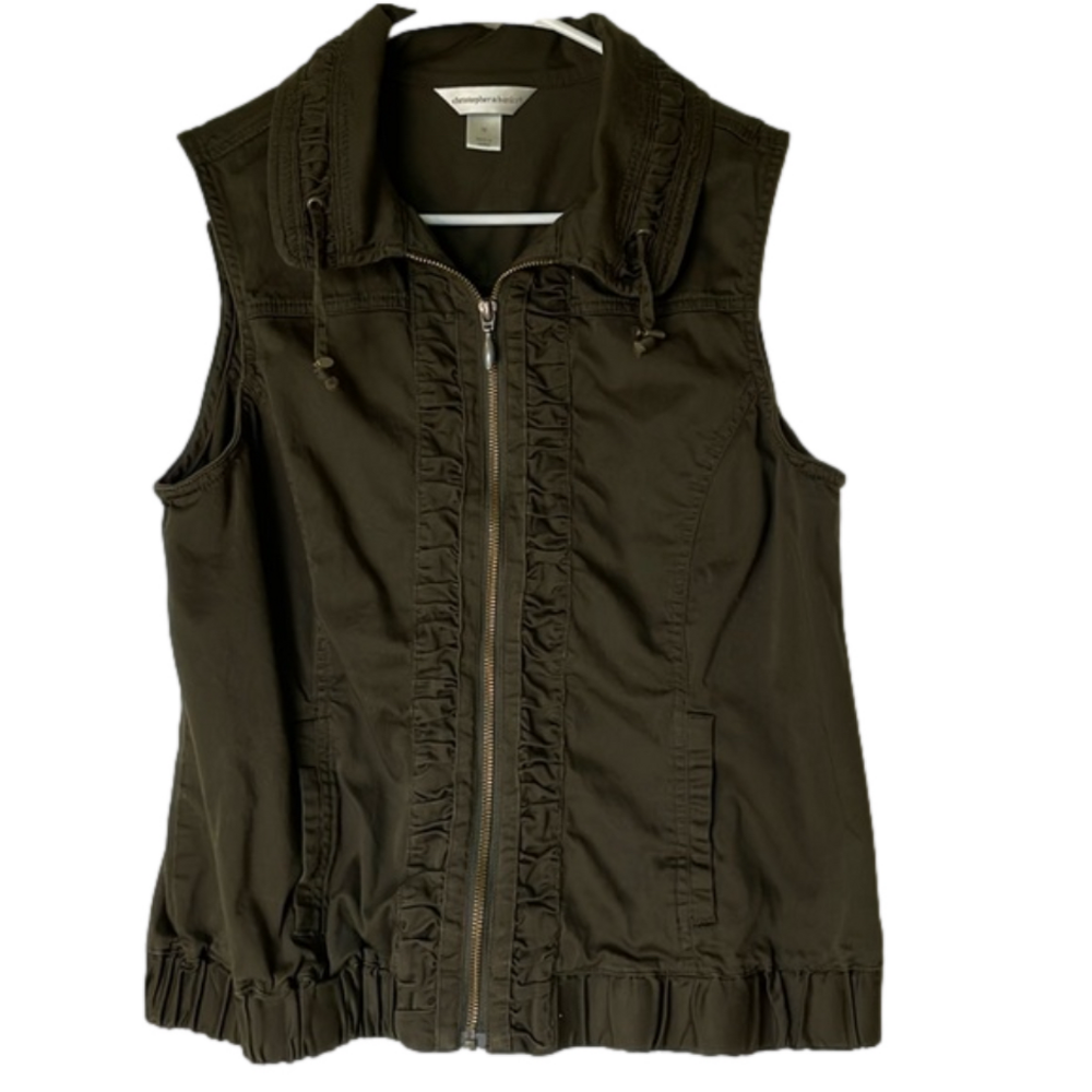 CHRISTOPHER & BANKS Zip Front Utility Vest, Women’s M, Green